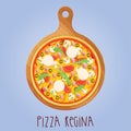 The real Pizza Regina on wooden board