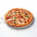Realistic Pizza Pepperoni On White Background - Hyper-realistic Still Life Royalty Free Stock Photo