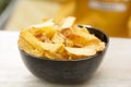 Real potato chips in bowl. Real potato chips in bowl