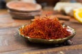 Real red dried saffron spice, tasty ingredient for many dishes