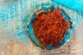 Real red dried saffron spice, tasty ingredient for many dishes Royalty Free Stock Photo