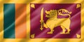 Real size waving Sri Lanka flag illustration. Rectangular Sri Lankan waving flag is a symbol of nation