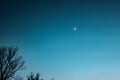 Real sky with stars and crescent. Crescent moon with beautiful sunset background . Light from sky Royalty Free Stock Photo