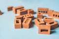 Real small clay bricks at the table. Early learning. Developing Royalty Free Stock Photo