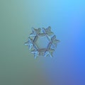 Real snowflake glittering on smooth gradient background Royalty Free Stock Photo