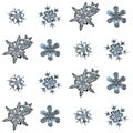 Real snowflakes isolated on white background