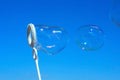 Real soap-bubbles on blue sky