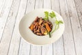 Real Spicy Chinese Kung Pao Recipe of Beef Strips with Cashew Nuts and Vegetables