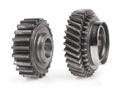 Real stainless steel gears over white background Royalty Free Stock Photo