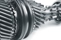 Real stainless steel gears over white background Royalty Free Stock Photo