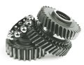 Real stainless steel gears over white background Royalty Free Stock Photo
