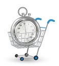 Real steel stopwatch on a shopping cart