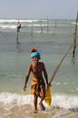 Real Stilt fisherman in Galle, Sri Lanka