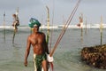 Real Stilt fisherman in Galle, Sri Lanka