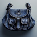 Real Style Leather Bag: Dark Sky-blue And Gray Grunge Chic 3d Model