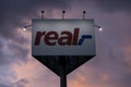 Real supermarket sign in the evening near siegen germany