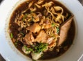 Real Thai style noodle in pork blood soup Royalty Free Stock Photo