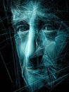 Real Time Abstract Facial Recognition Mesh Scanning Showcasing Intricate Digital Patterns and Visual Dynamics Royalty Free Stock Photo