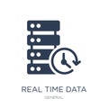 real time data icon. Trendy flat vector real time data icon on w