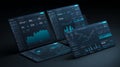 Real-Time Financial Dashboard with Isolated Data Presentation. Futuristic Digital Analytics Panels and Dynamic KPI Metrics. Royalty Free Stock Photo