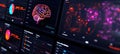 Real-Time Predictive Brain Analytics Dashboard with Vibrant Data Visualization Royalty Free Stock Photo