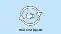 Realtime update icon with rotating arrows and clock Royalty Free Stock Photo