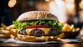 American-style hamburger for big appetites - ai generative