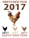 Real true color Rooster Polygon Vector symbol of 2017