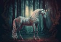 Real unicorn in a magical forest. Generative AI