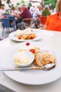 Real Viennese apple strudel in a cafe in Vienna, Austria Royalty Free Stock Photo