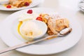 Real Viennese apple strudel in a cafe in Vienna, Austria Royalty Free Stock Photo