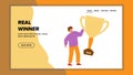 Real Winner Champion Holding Golden Cup Vector