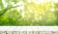 Real wood table top texture on leaf tree garden background