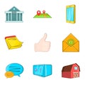 Realestate icons set, cartoon style