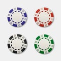 Realistic casino chips on white background. Vector illustration