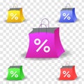 Realism style vector art with set of discount shopping bags