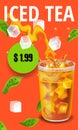 Vector illustration design template in realism style about iced tea