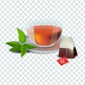 Vector illustration in realism style about tea bag