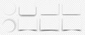 RealistiÃÂ vector shadows set isolated on transparent background. Rectangle, square, circle shapes of shadows Royalty Free Stock Photo