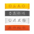 Realistic 3d Detailed Horizontal Textile Labels or Badges with Different Cloth Functional Features Set. Vector Royalty Free Stock Photo