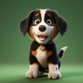 Realistic 3d Render Of Cute Bernese Puppy In Olive Background Royalty Free Stock Photo