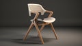 Realistic 3d Wood Chair With Plastic Armrest - Detailed Rendering