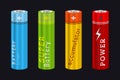 Realistic AA Type Battery. Vector Set Royalty Free Stock Photo