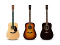 Realistic acoustic guitars. Vector set Royalty Free Stock Photo