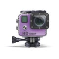 Realistic action cam in waterproof box. Vector illustration. Royalty Free Stock Photo