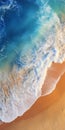 Realistic Aerial View Of Vibrant Beach With Photorealistic Ocean Waves