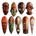 Realistic African Masks Set Royalty Free Stock Photo