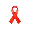 Realistic Aids Awareness red ribbon isolated on white background