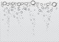 Realistic  air bubbles. Water rain drops or air bubbles  on transparent background Royalty Free Stock Photo