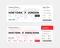 Realistic air ticket with passenger name isolated on white background. Concept design of boarding pass ticket. Vector illustration Royalty Free Stock Photo